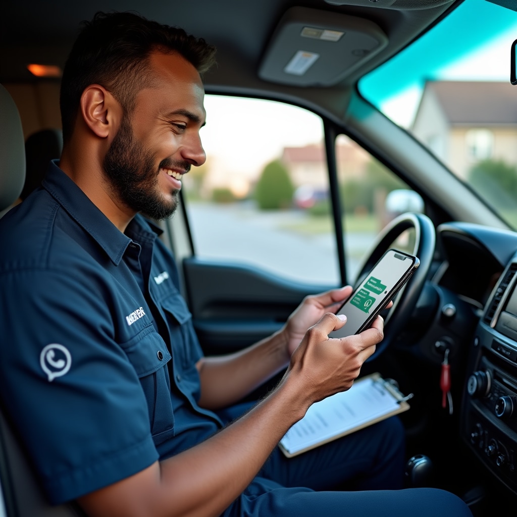 Professional communicating with client via messaging app